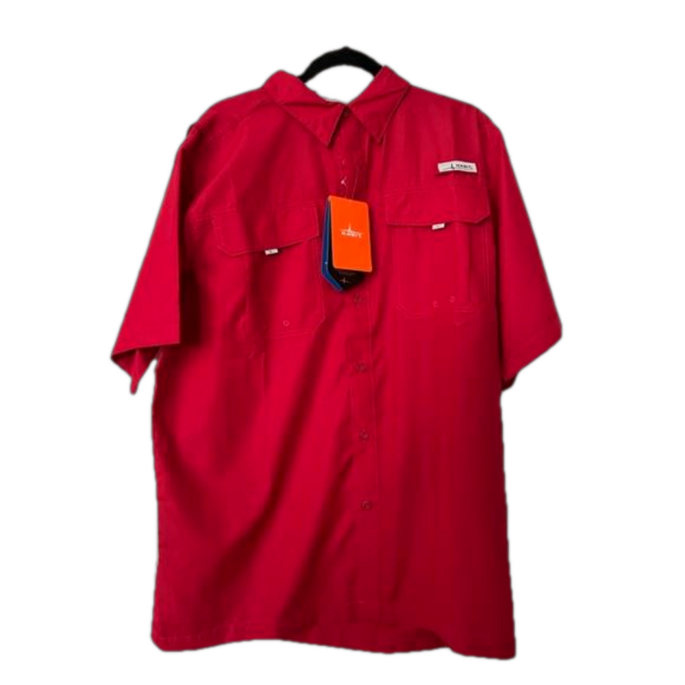 BNWT Habit Mens Red Crayfish Creek River Shirt Size L
